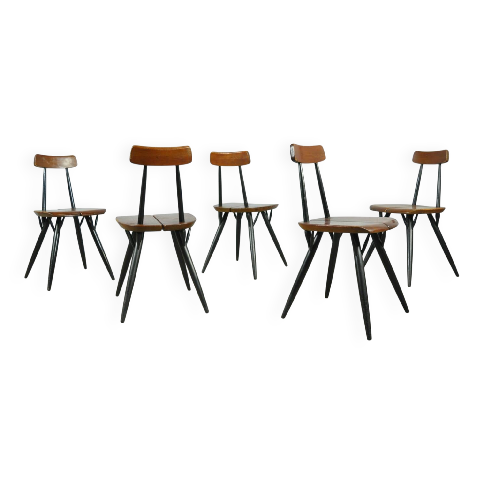 5 chaises PIrkka par Ilmari Tapiovaara pour Laukaan Puu, Finlande 1950