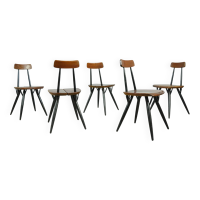 �� Chaises de table à manger PIRKKA, Ilmari Tapiovaara, Laukaan Puu, Finlande 1950