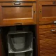 Vintage oak workshop cabinet, 4 columns with curtains – craft furniture