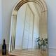 Large vintage Deknudt arched beveled panel mirror – gold, Belgium, 1980s