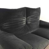 Maralunga 2seater sofa in dark grey striped fabrics by Vico Magistretti for Cassina