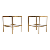 Pair Renato Zevi Brass square side tables 1970s Italy