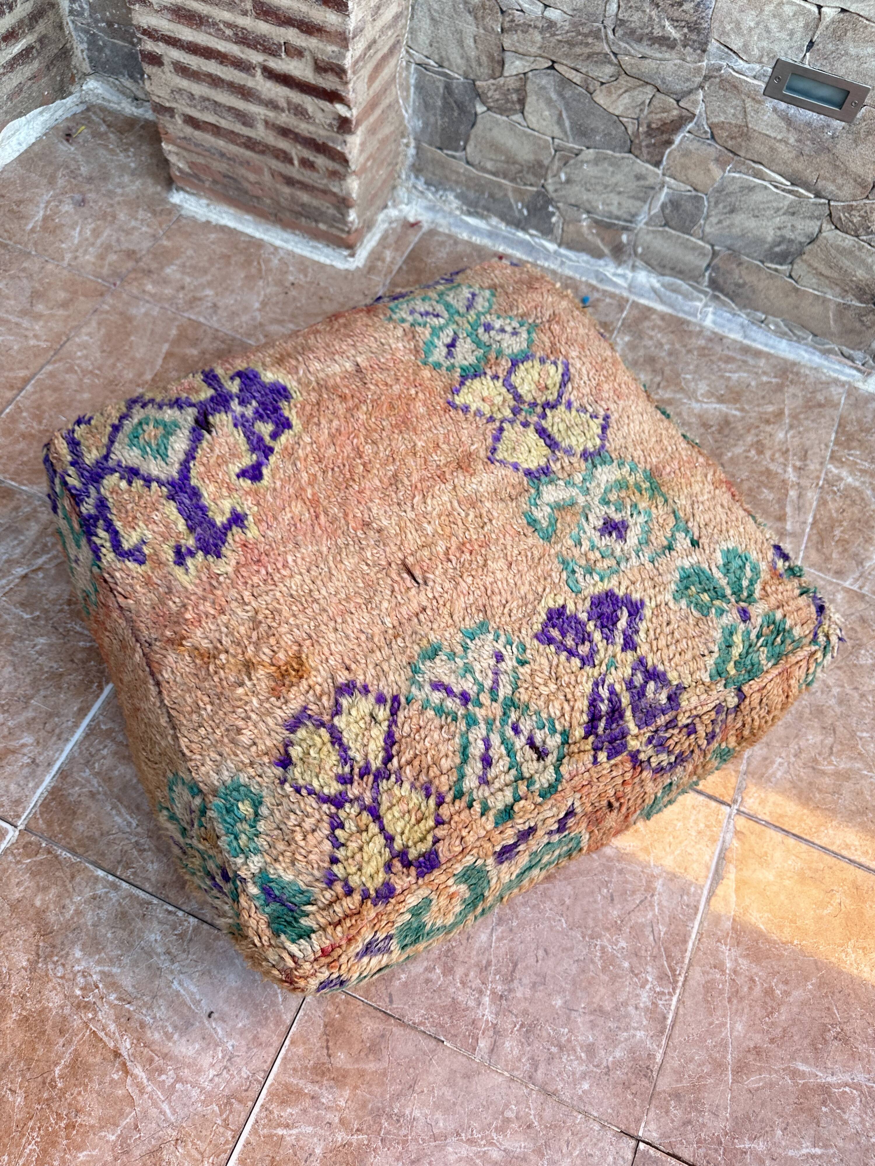 Handmade Berber Kilim pouf, floor cushion