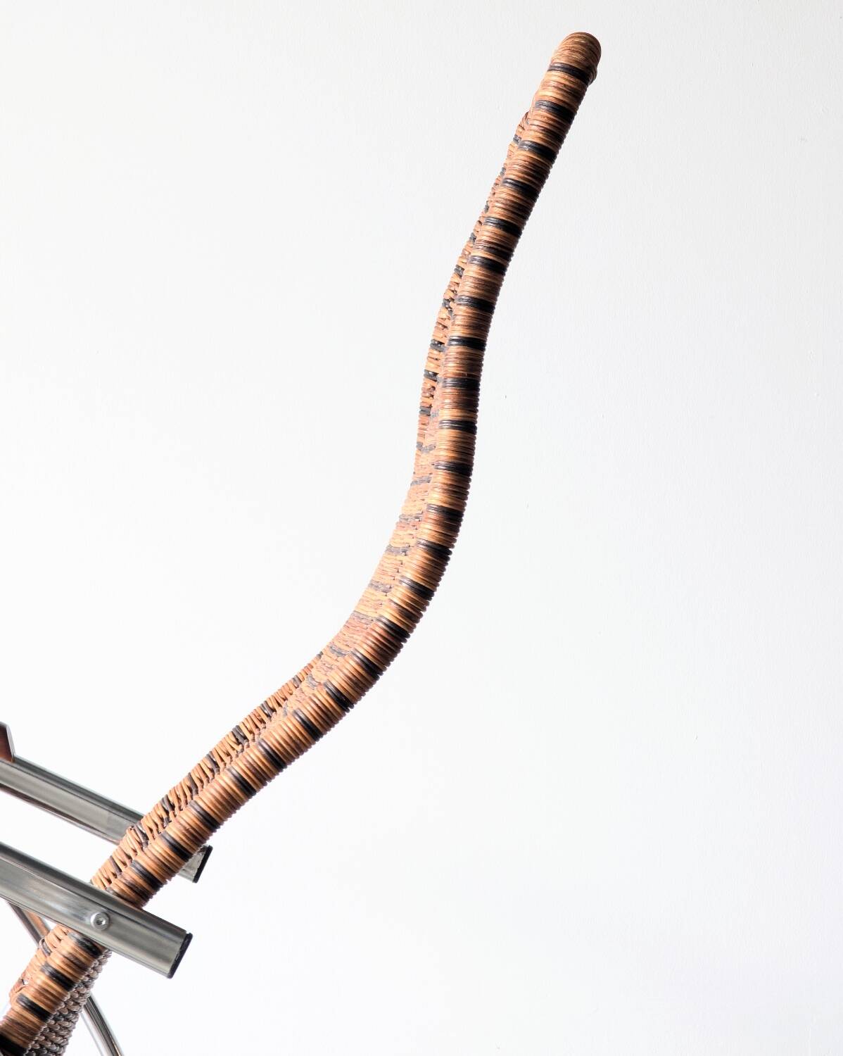 Vintage Thonet rocking chair in chrome and rattan, 1970.