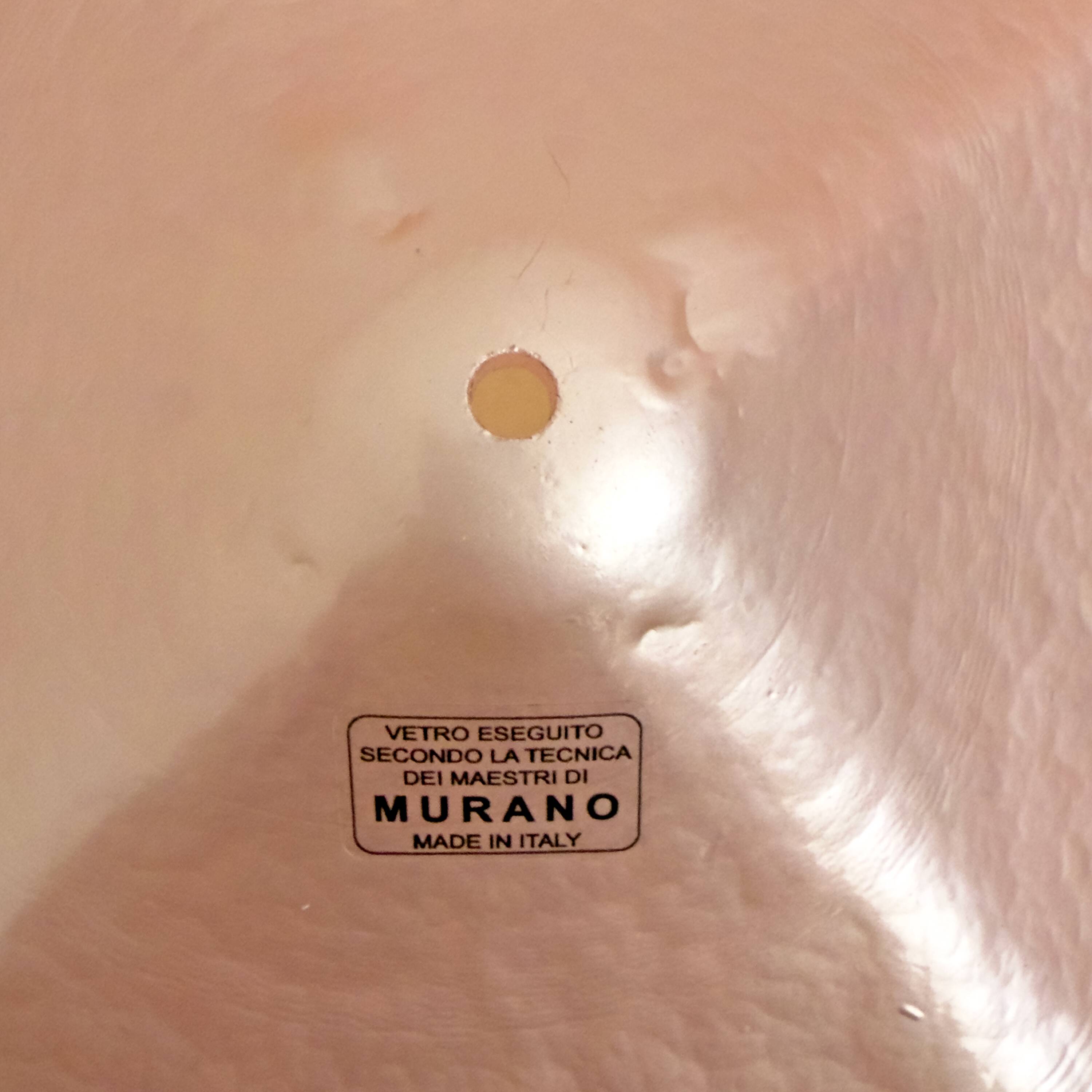 Pair of pearly pink Murano glass and brass wall lights