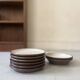 service a dessert 6 assiettes plates + 2 creuses en gres de gien, 1970