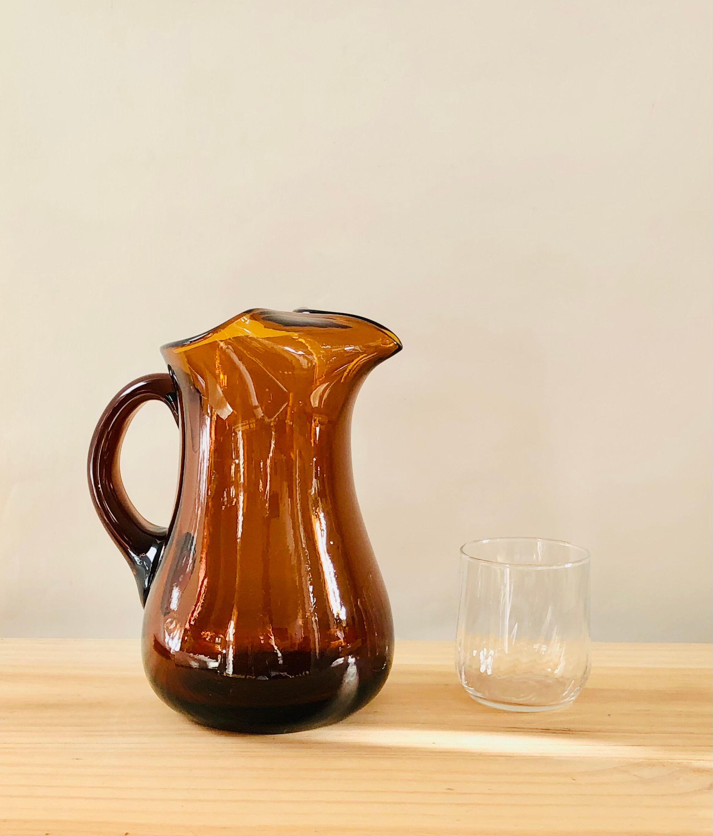 Vintage amber blown glass decanter