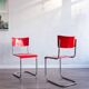 Chaises de salle à manger rouges fonctionnalistes de style Bauhaus par Kovona, années 1940