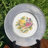 Assiette décoration étain et porcelaine Bassano