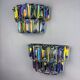 Pair of 2-tier Paolo Venini iridescent Murano glass wall lights, Italy, 1970s