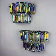 Pair of 2-tier Paolo Venini iridescent Murano glass wall lights, Italy, 1970s