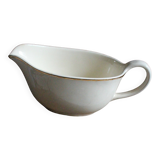 Ecru earthenware gravy boat with gilt trim by Villeroy & Boch