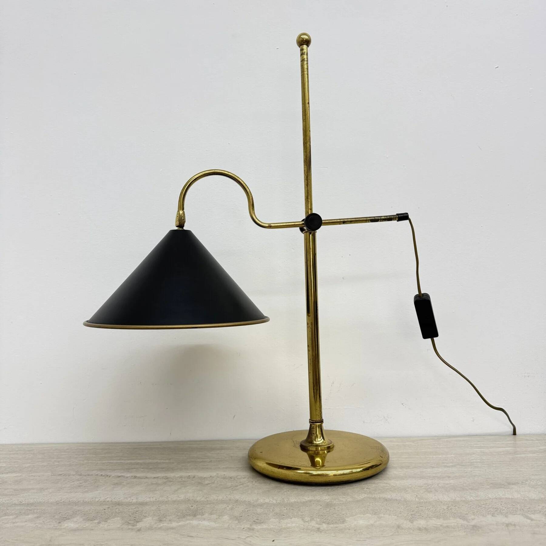 Mid-century adjustable brass desk lamp, 1970s