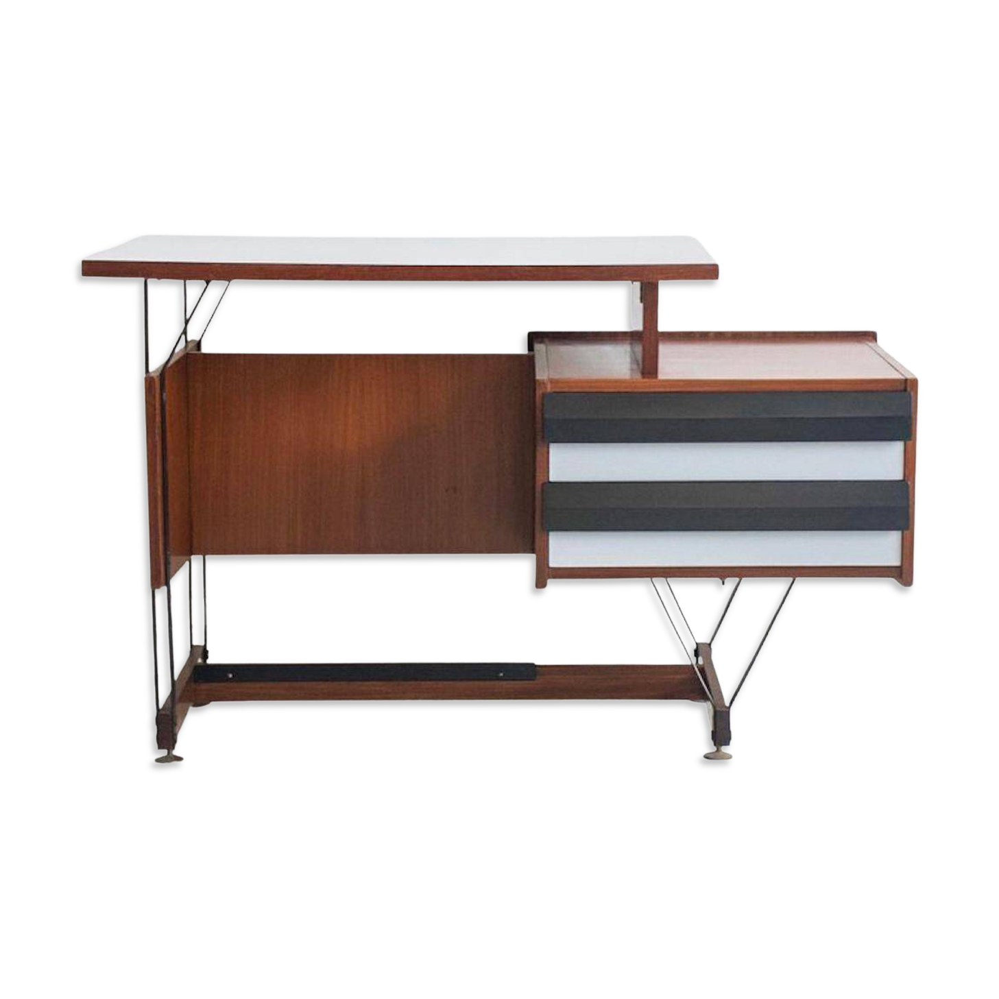Small wooden desk with metal structure, Italy, 1960s.