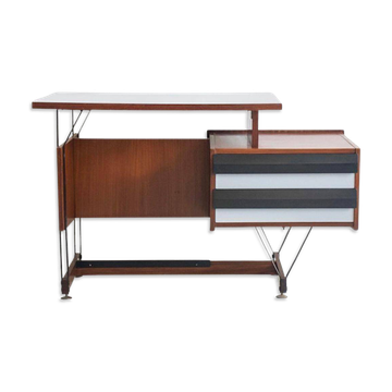 Small wooden desk with metal structure, Italy, 1960s.