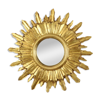 Golden Sunburst Mirror Sun Mirror Wood Convex Witch Mirror Sixties
