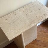 Minimalist travertine stone side table