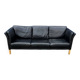 Danish vintage 3 setaer black leather sofa, 1970s