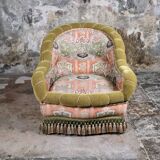 Paire de fauteuils Napoléon III en tissu Etro, France, fin XIXe