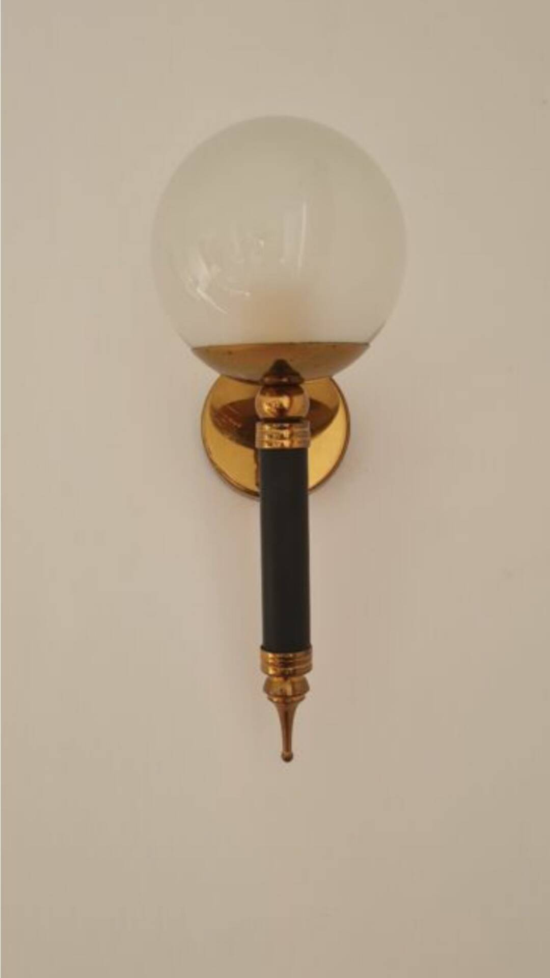 Pair of brass and glass wall lights