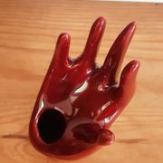 Hand wears red jewelry, ring, soliflore, vintage French, 50s