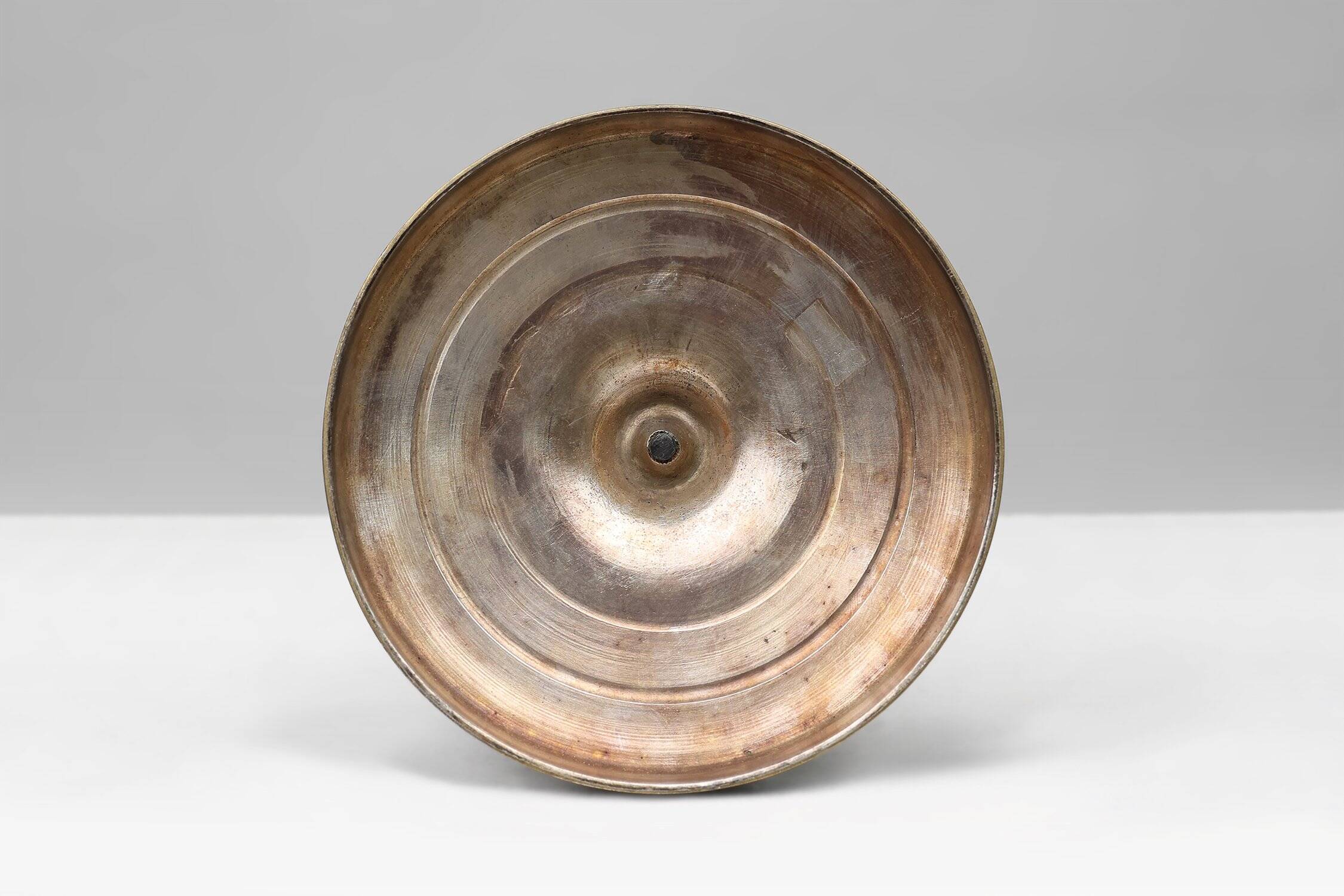 Large French Silvered Copper Candlestick, 1890s