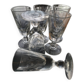 6 old absinthe bistro glasses