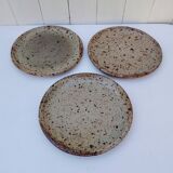 Three stoneware plates, Tiffoche, La Borne Guérande