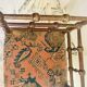 Vintage Art Deco corner chair in bobbin wood and fabric, circa 1930