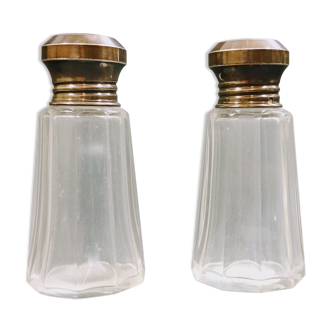 Pair of saleron in solid silver and crystal