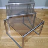 Chrome and smoked glass designer nesting table