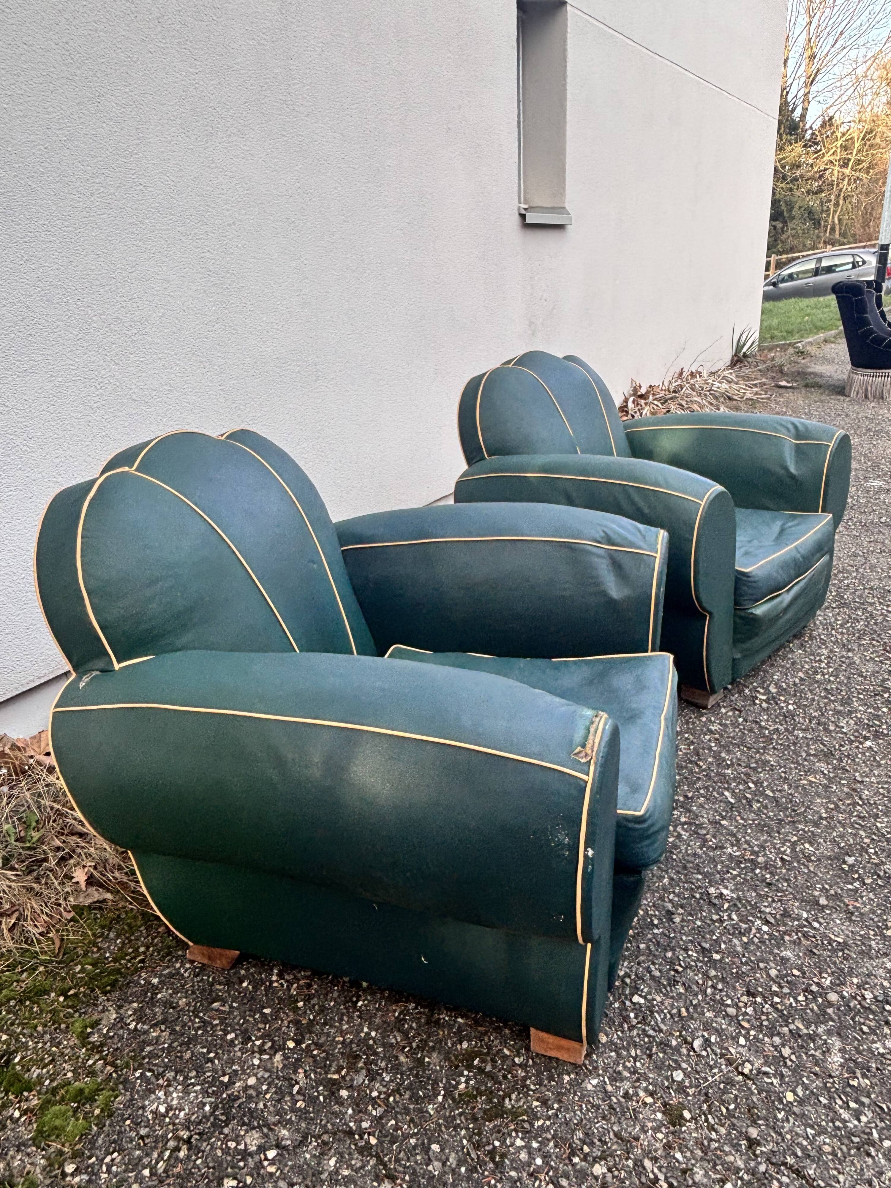Pair of club armchairs