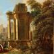 Old painting signed by Christian Georg Schütz I, landscape from the 1700s.