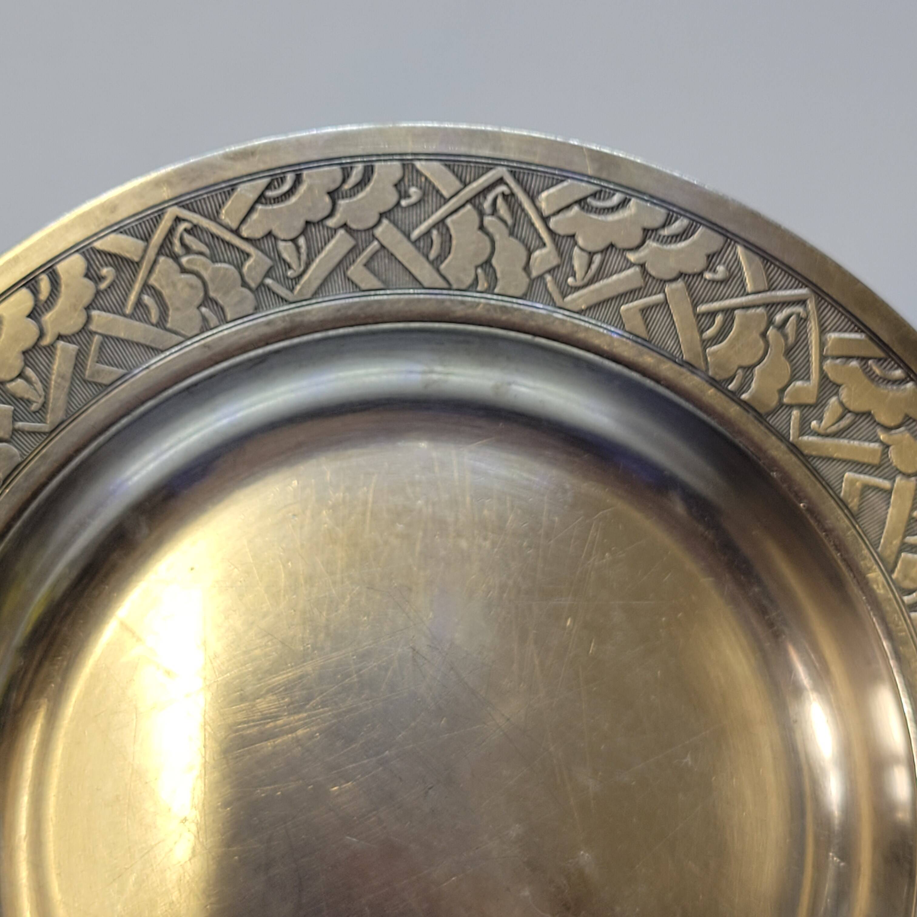 Empty Pocket Bowl Old Art Deco Bouille Plate In Silver Metal