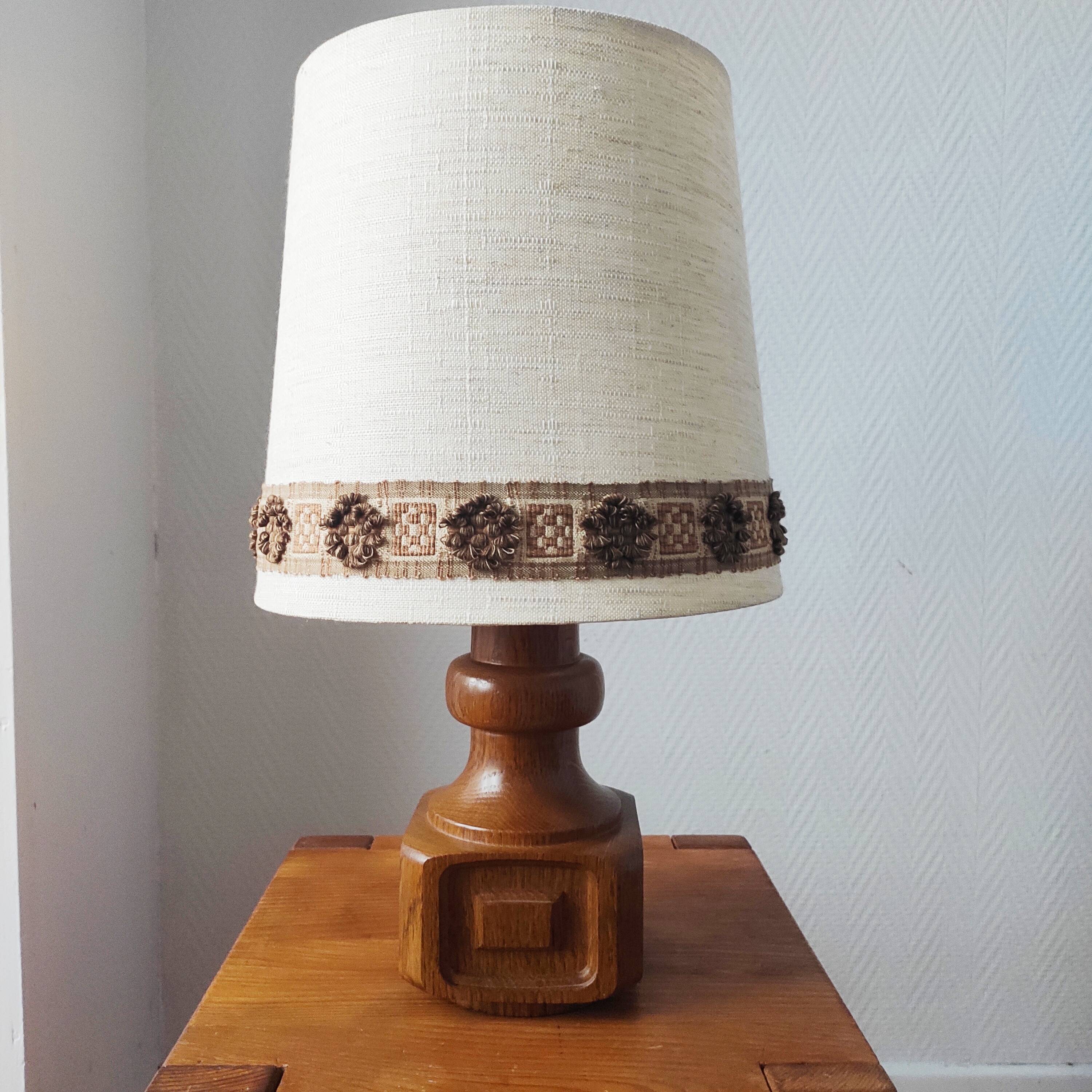 Vintage 70s oak living room lamp