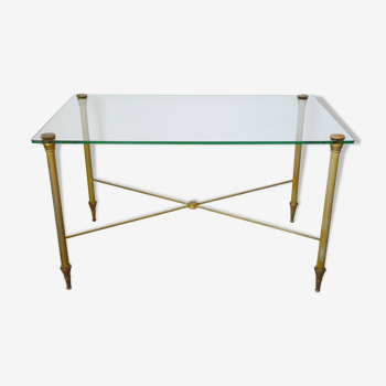 Table basse en verre métal doré années 60