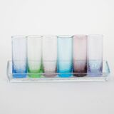 Set of glasses with a tray, Italian design, 1970s, made in Italy
