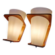 Pair of Philips teak and opaline wall lights, designed by Louis Kalff, 1950