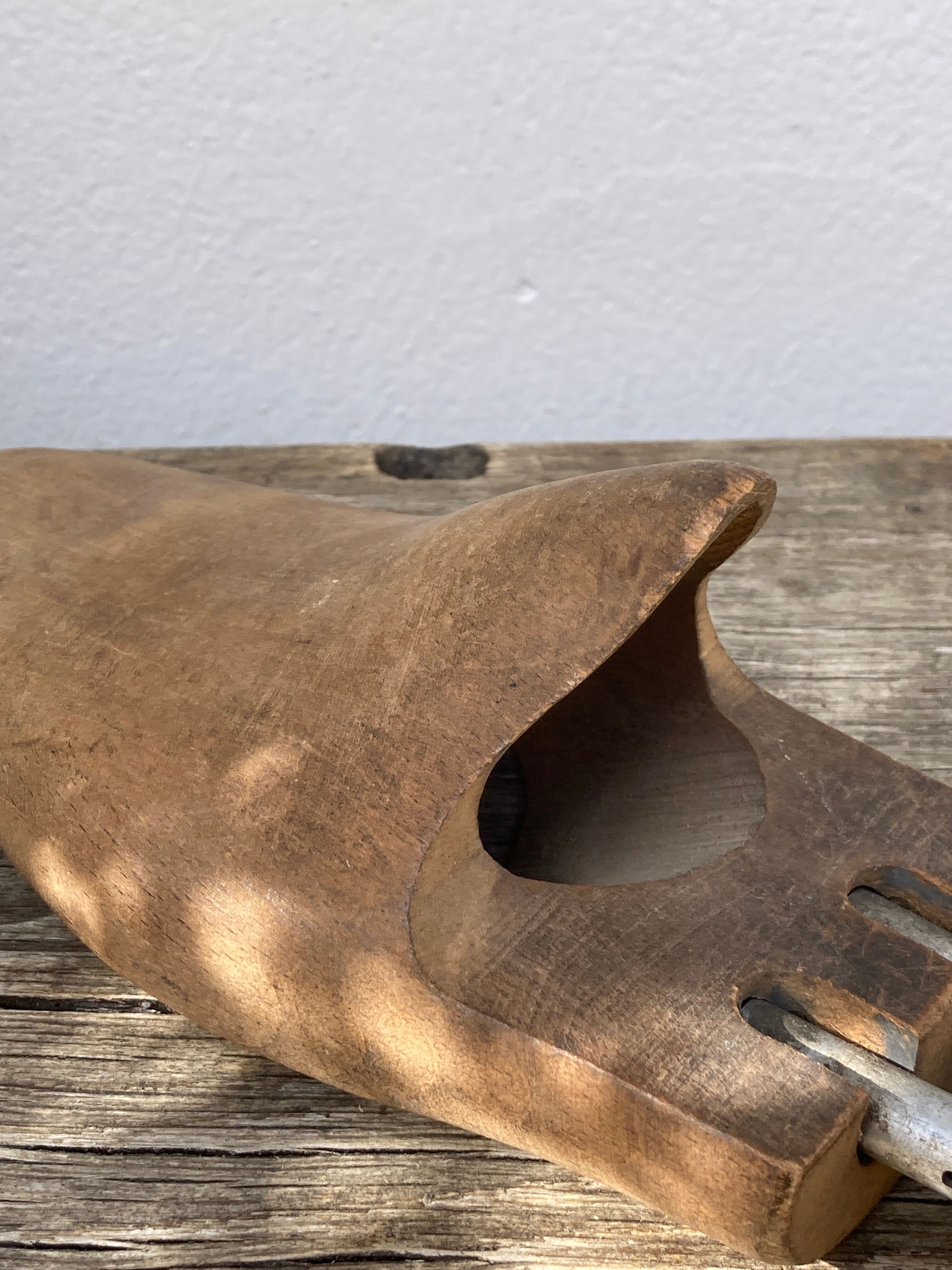 Old wooden shoe trees shapes vintage shoes
