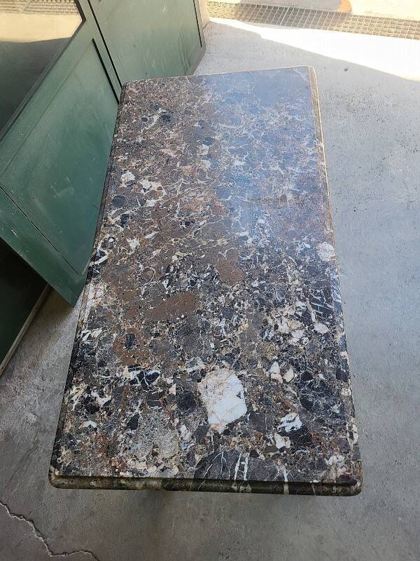 Table de bistrot marbre pied en fonte