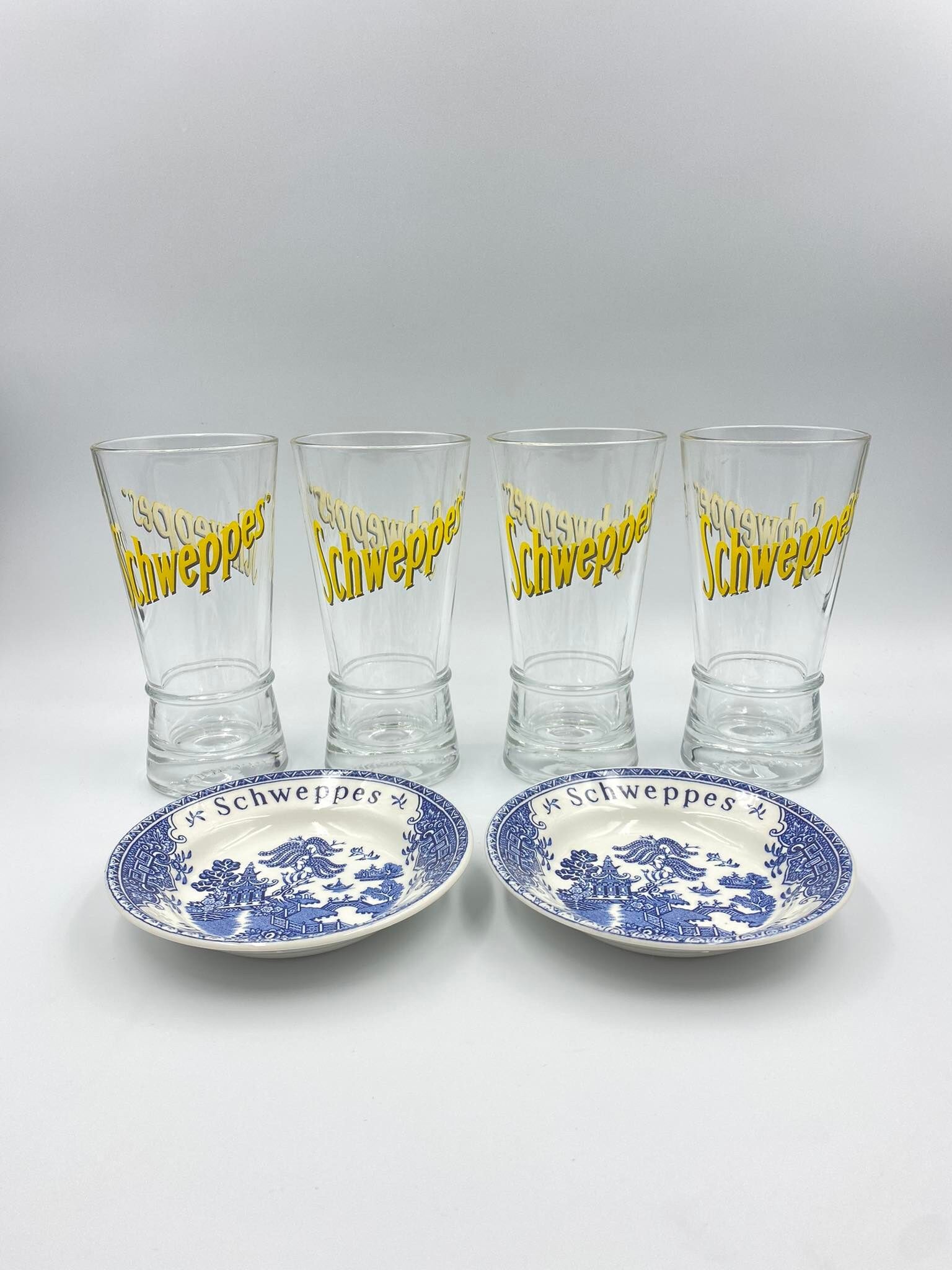 Vintage Schweppes glasses and saucers