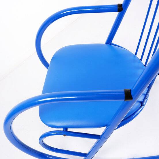 Blue Lacquered Tubular Metal Rocking Chair - 1970s