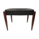 Footstool with teak wood legs and black skai (imitation leather) 1970s