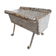 Wrought iron planter with pot cover perforated sheet metal
