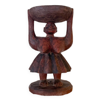 Wooden cup - Woman with a pleated skirt (Burkina Faso)