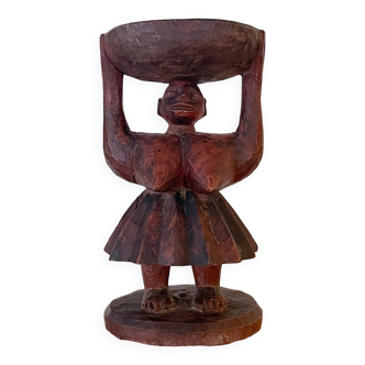 Coupe en bois - Femme à la jupe plissée (Burkina Faso)