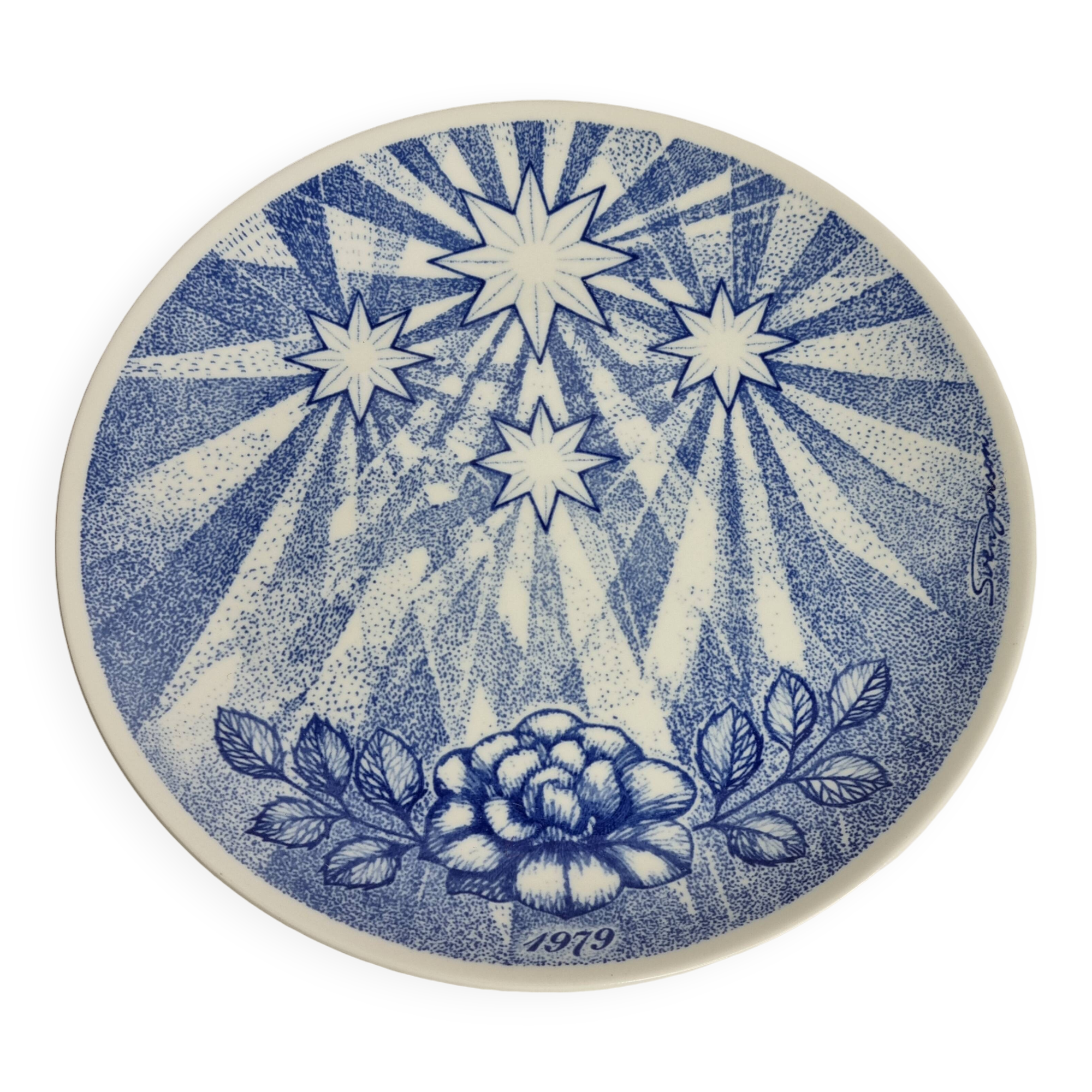 Gustavsberg Christmas plate "Jultallrik 9" 1979, design by Sven Jonson, limited edition, 20 cm