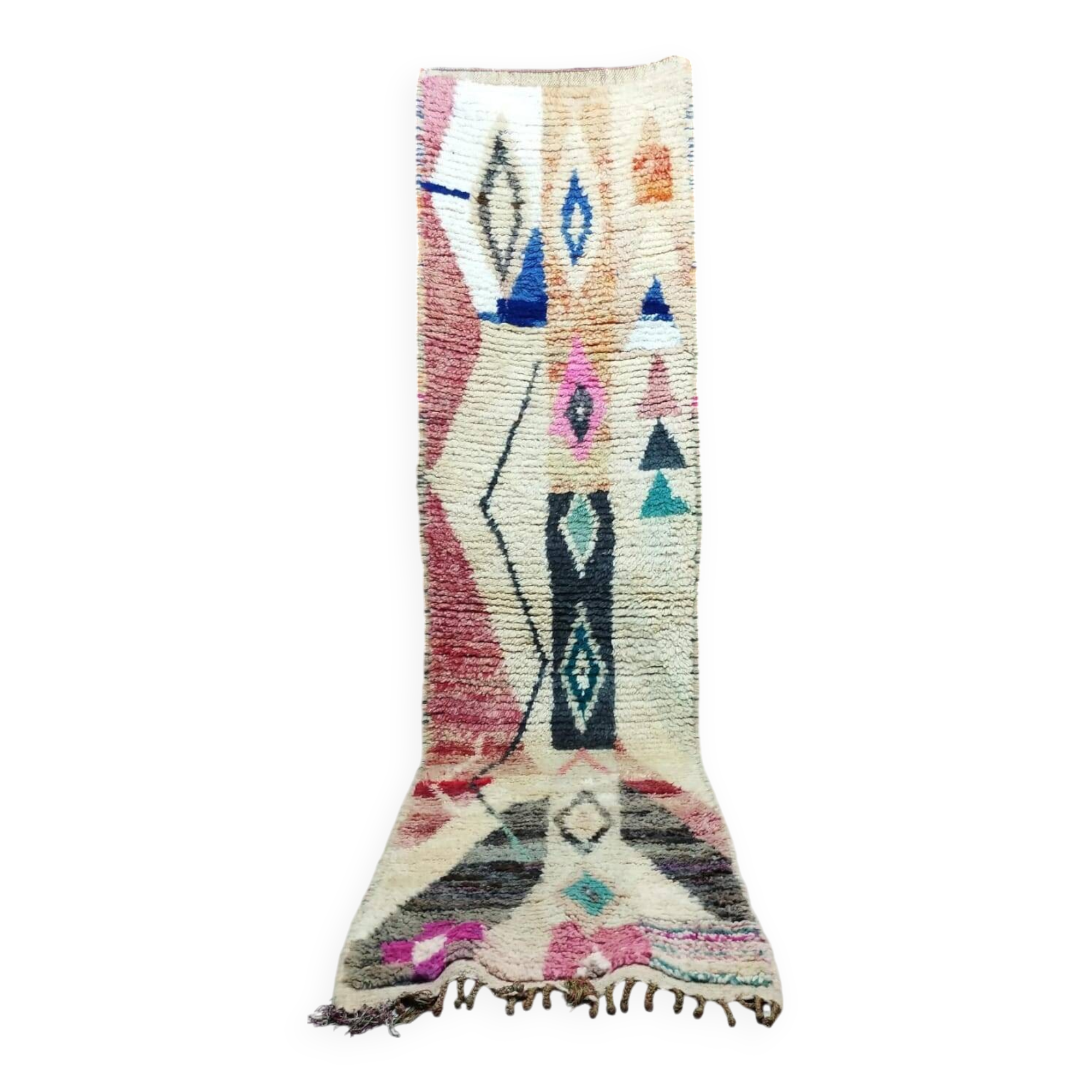 Handmade Berber Bohemian Wool Runner Rug