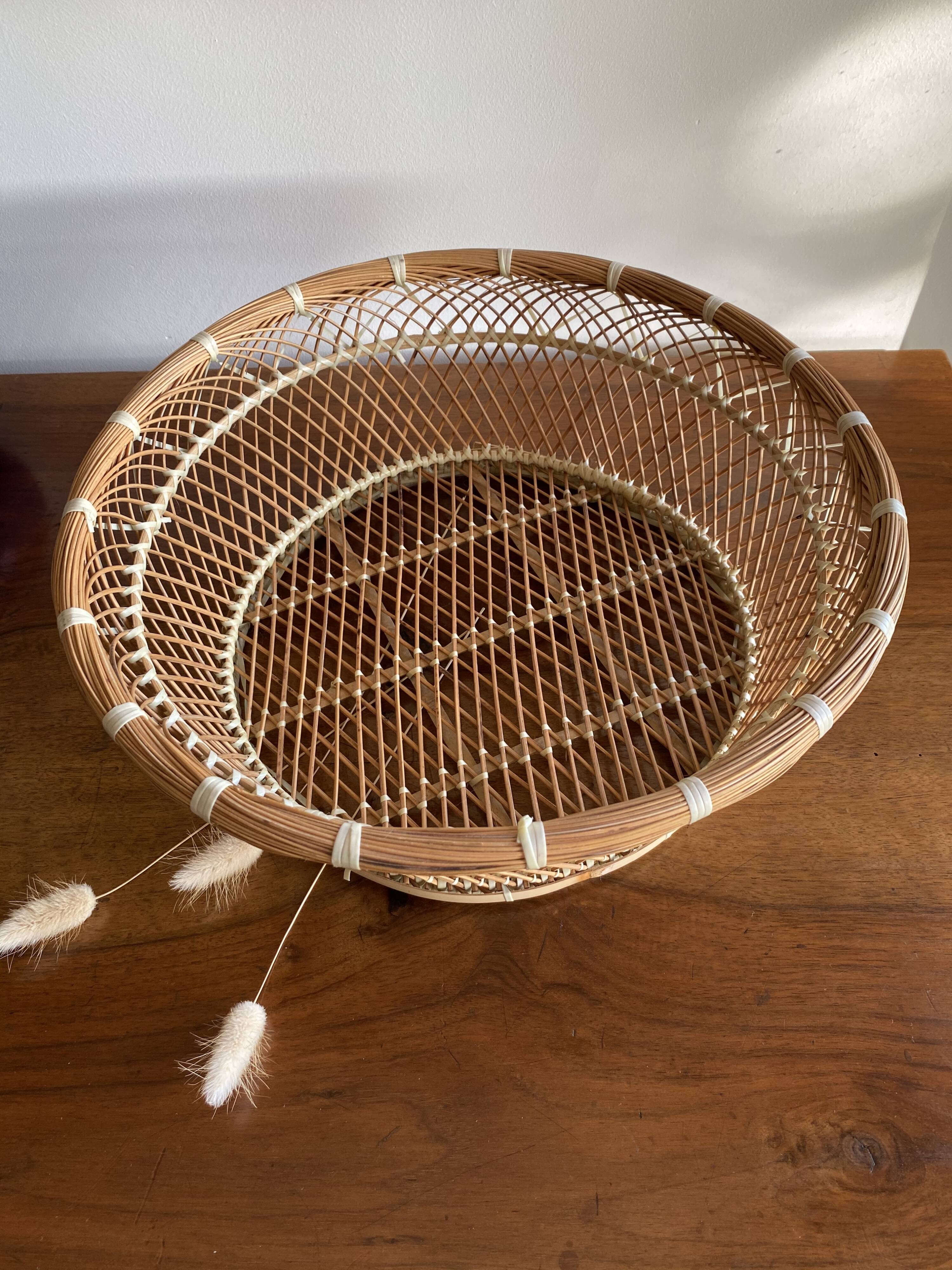 Large XL basket in braided rattan