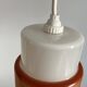 Sputnik pendant light, dark orange ring on white tube